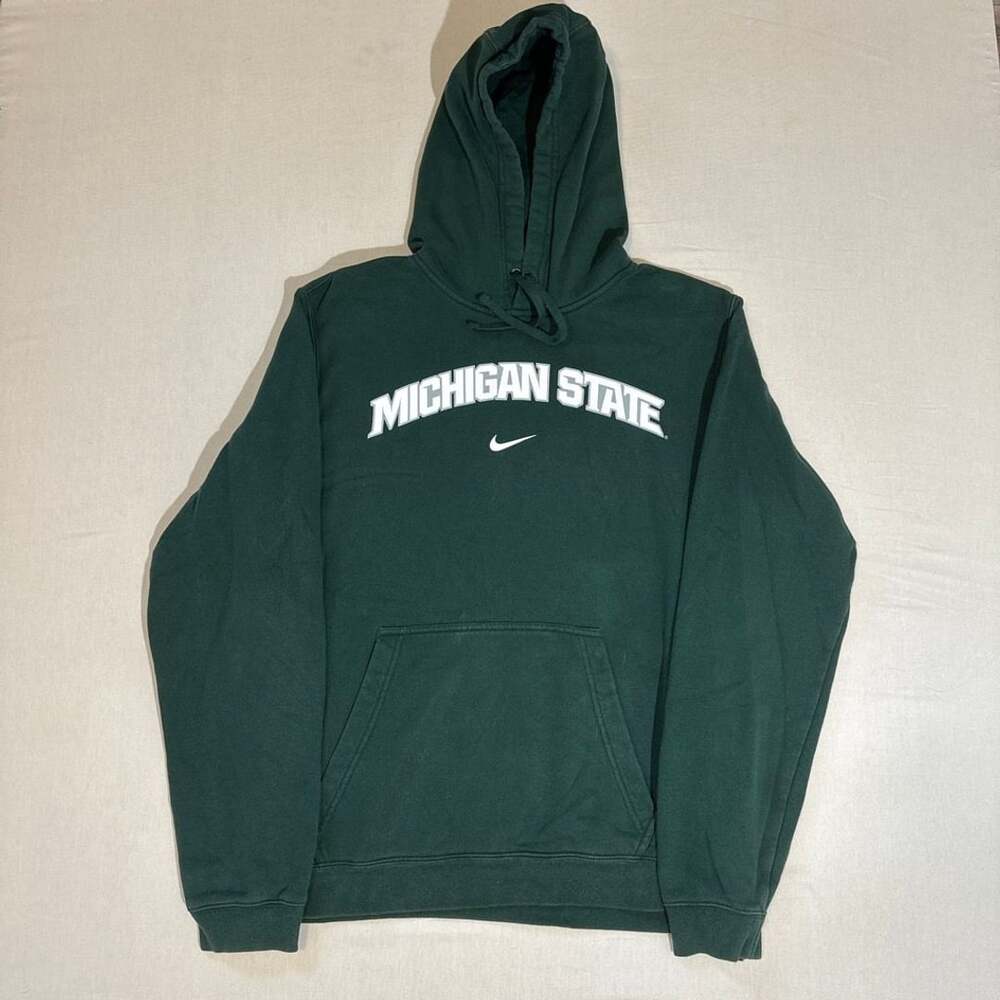 Vintage Nike Michigan State Spartans Center Swoosh Green Hoodie Medium
